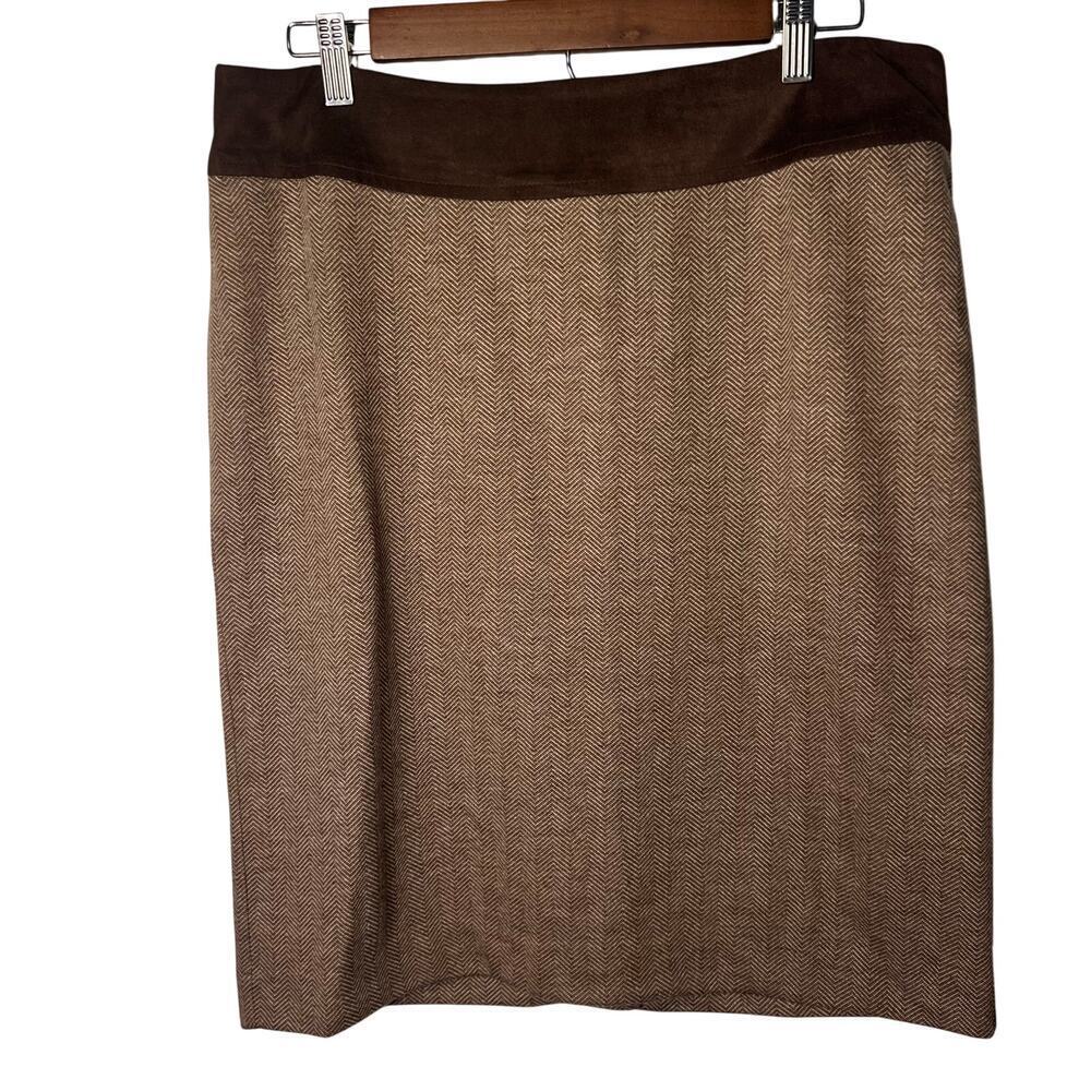 Iziaac Mizrahi Women's 12 Herringbone A-Line Faux Suede Equestrian Midi Skirt